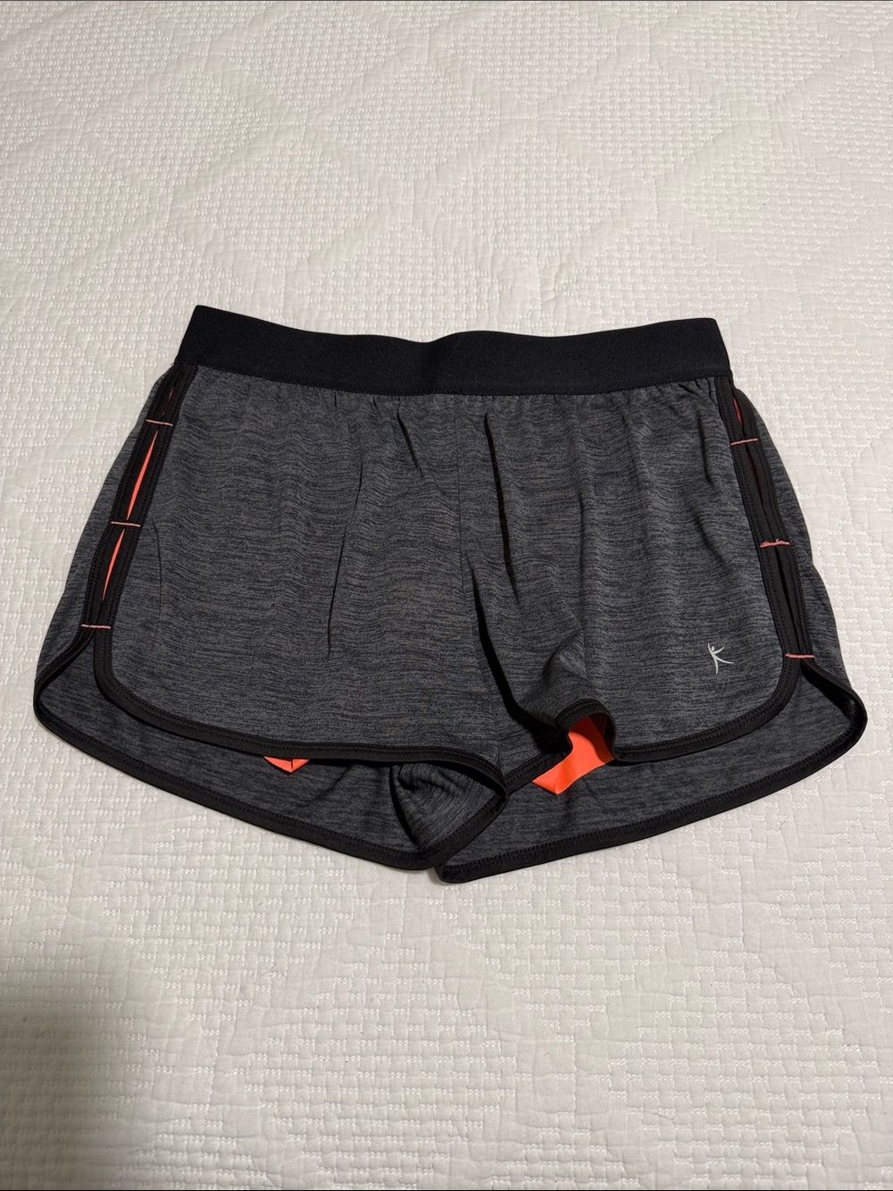 Danskin Women's Athletic Shorts - Charcoal with Coral Accents